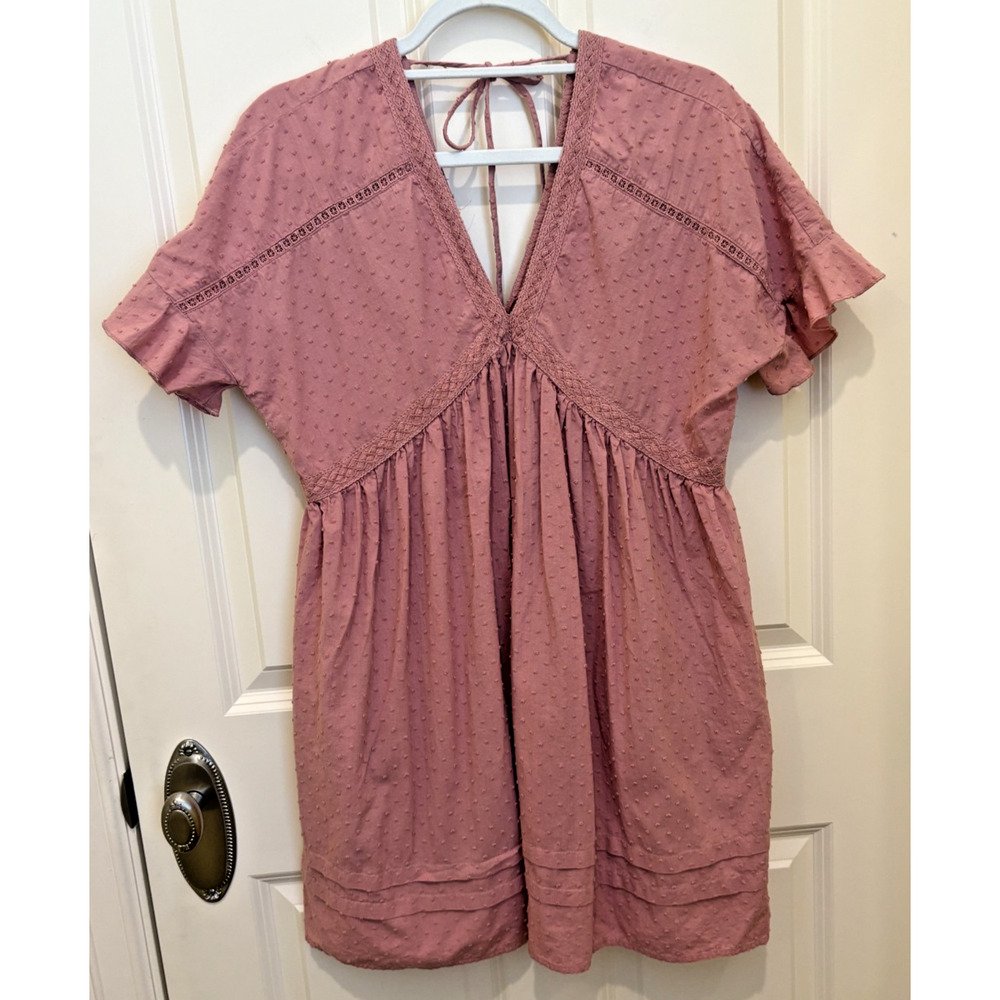 Wishlist Mauve Boho Dress Womens S/M Fairy Cottagecore Sexy Tie Back